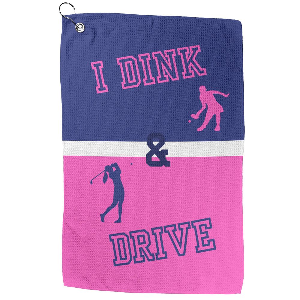 I Dink & Drive - Lady's Golf Towel (Pink & Navy)
