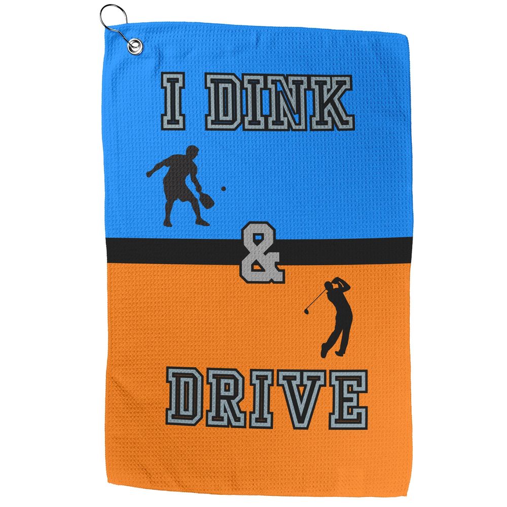 I Dink & Drive - Men's Golf Towel (Blue & Orange)