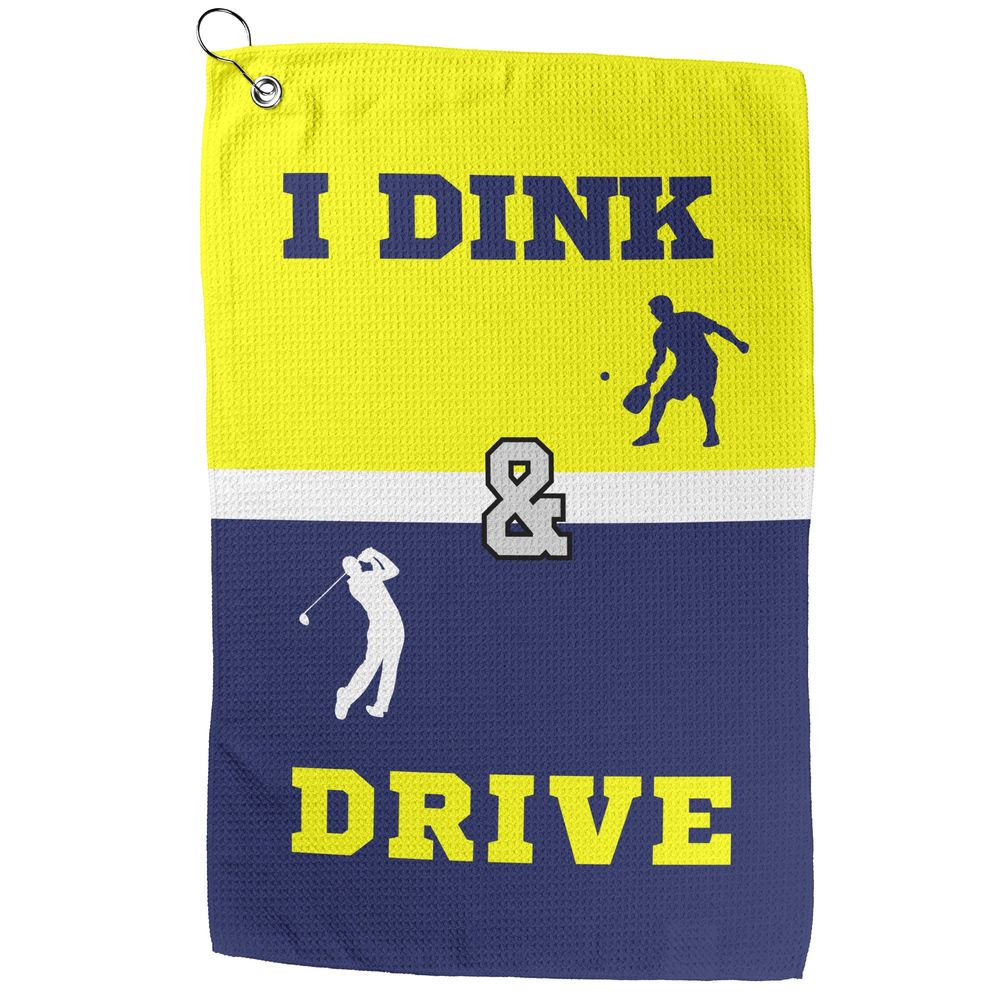 I Dink & Drive - Men's Golf Towel (Yellow & Navy)